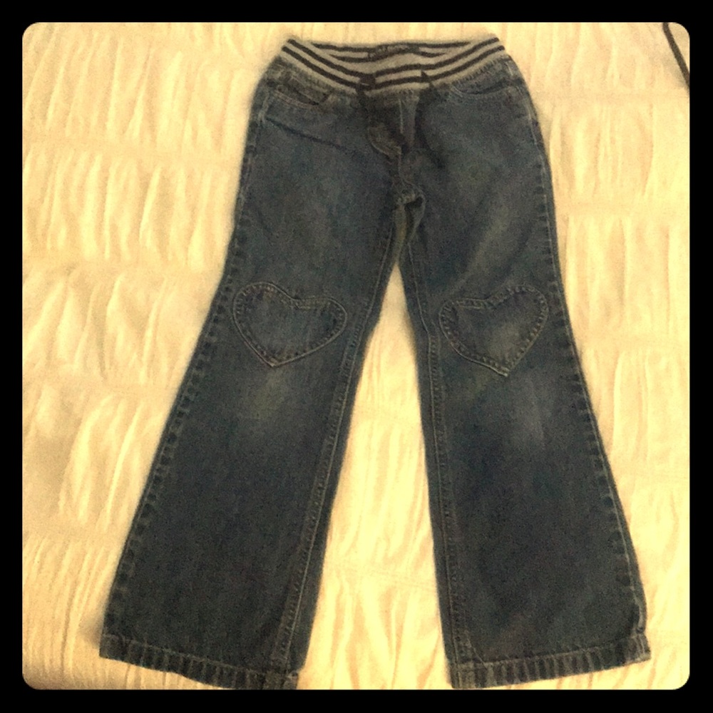 Mini Boden Girls Sz 9Y Jeans with heart patches